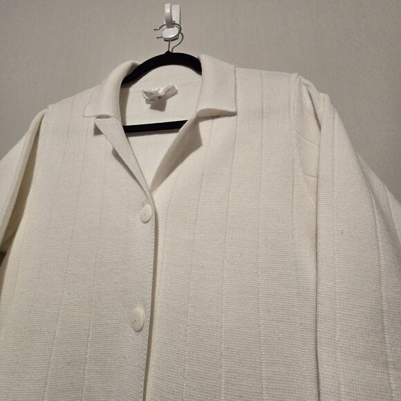 Vtg 60s 70s Lily Of California Ivory Knit Cardigan Sweater Womens SM Taiwan - Picture 3 of 9